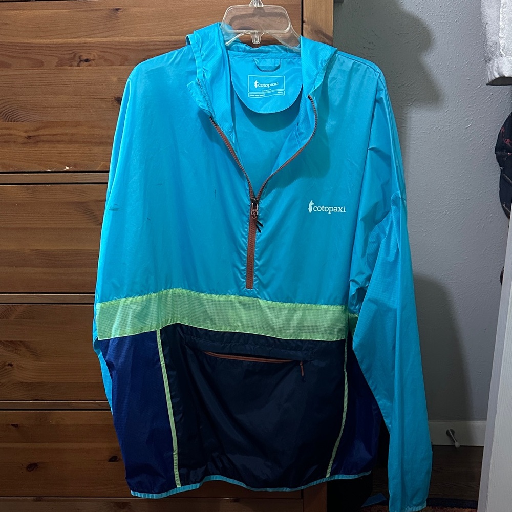 Cotopaxi Teca Hoodie  Aqua and Navy Pullover XXL